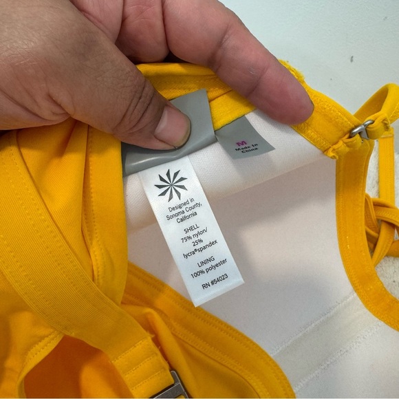 Athleta Yellow Shirred Halter Tankini Swim Top M - Picture 7 of 10